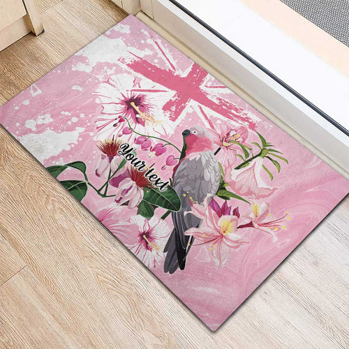 Personalised Australia Day Rubber Doormat Pink Parrot Bird Opal Art - Aussie Hoodie