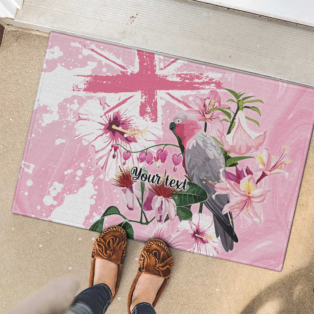 Personalised Australia Day Rubber Doormat Pink Parrot Bird Opal Art - Aussie Hoodie