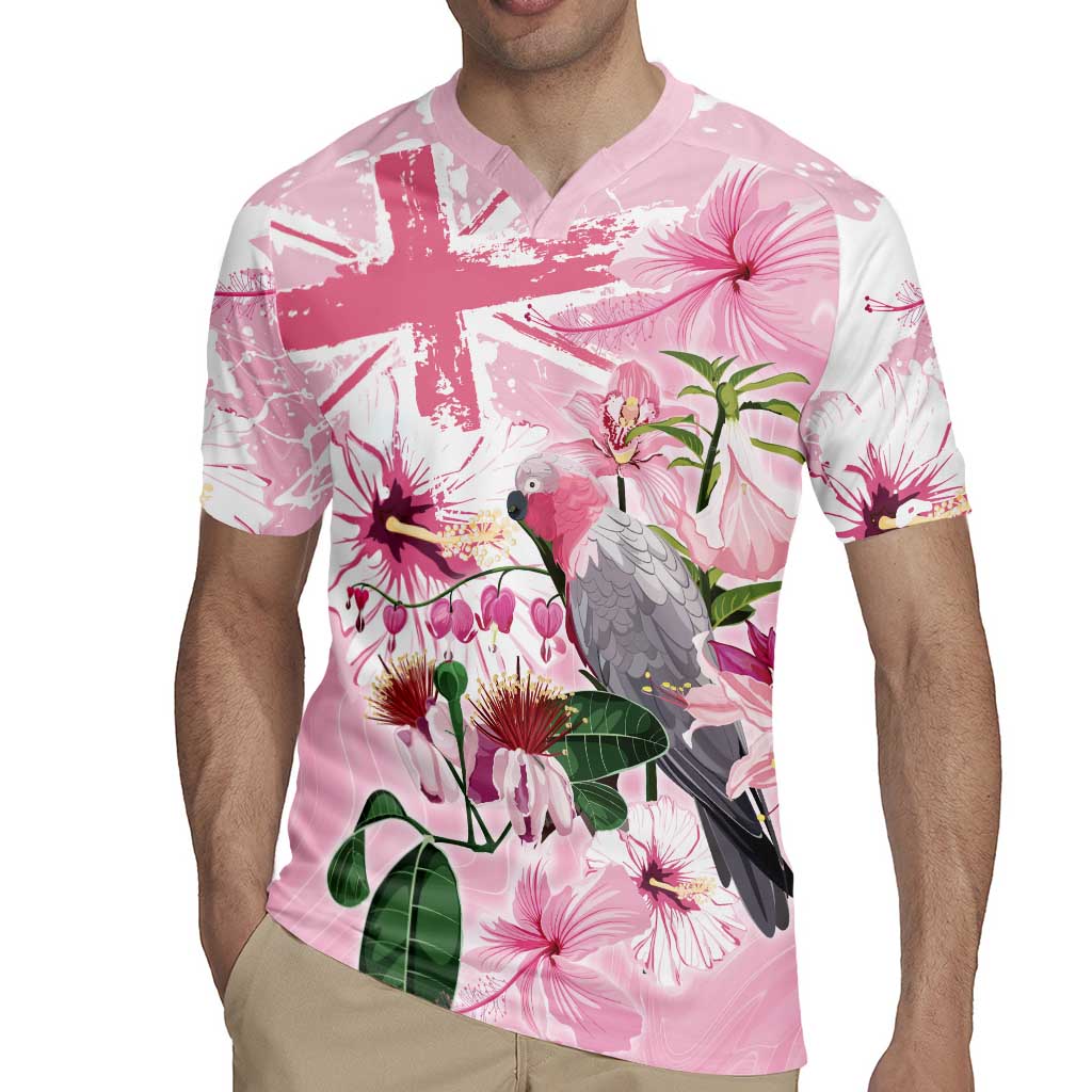Personalised Australia Day Rugby Jersey Pink Parrot Bird Opal Art - Aussie Hoodie