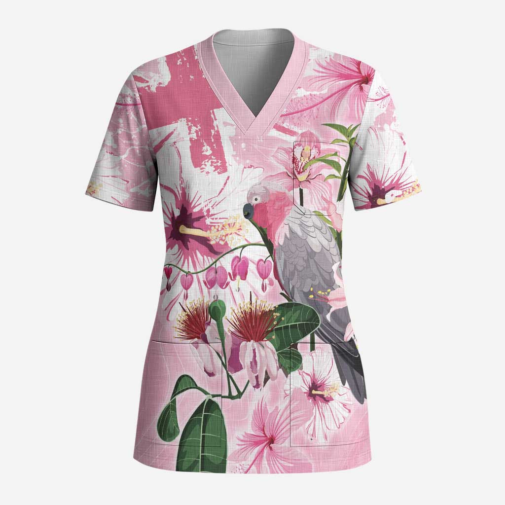 Personalised Australia Day Scrub Top Pink Parrot Bird Opal Art - Aussie Hoodie