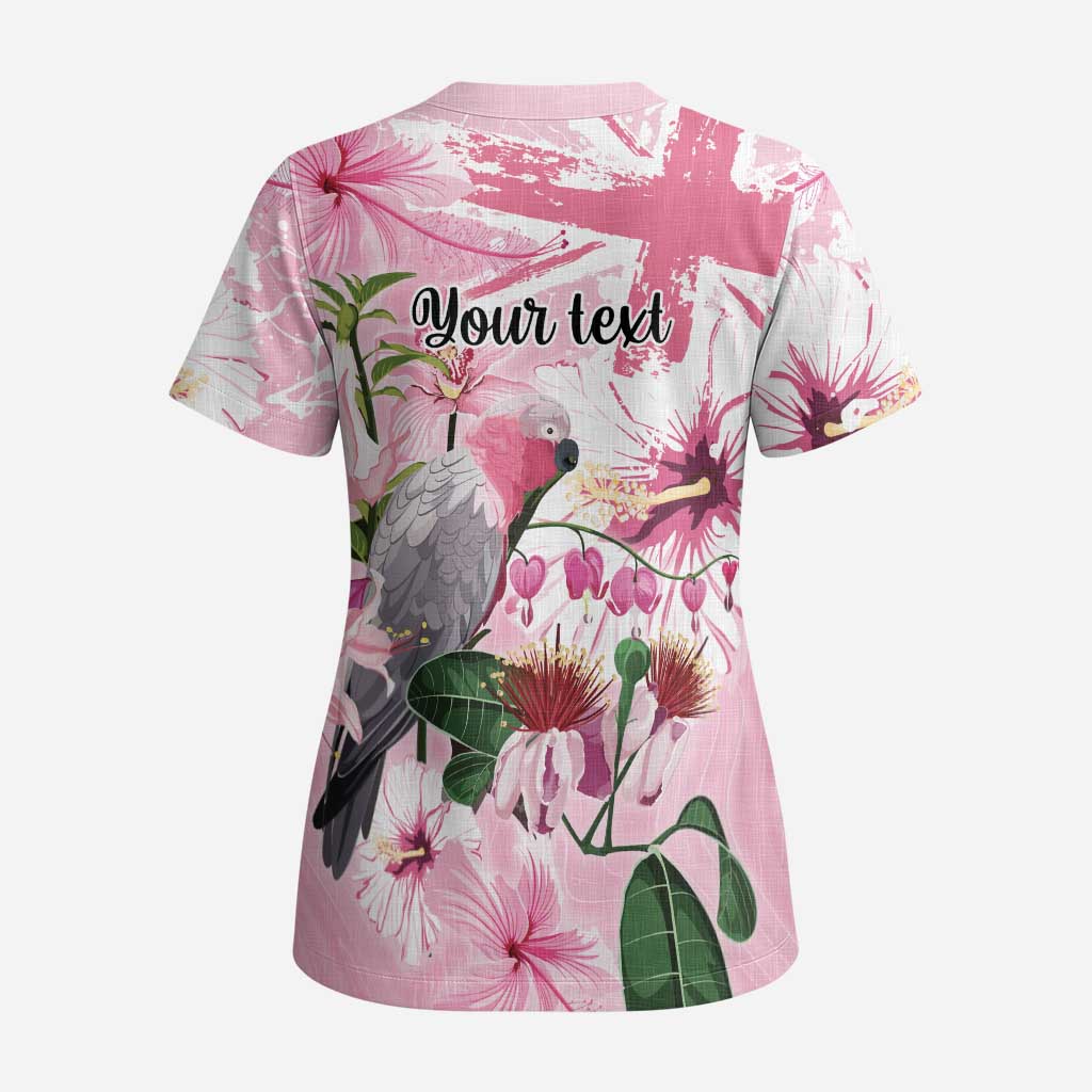 Personalised Australia Day Scrub Top Pink Parrot Bird Opal Art - Aussie Hoodie
