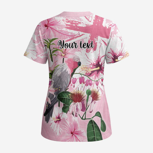 Personalised Australia Day Scrub Top Pink Parrot Bird Opal Art - Aussie Hoodie