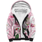 Personalised Australia Day Sherpa Hoodie Pink Parrot Bird Opal Art - Aussie Hoodie