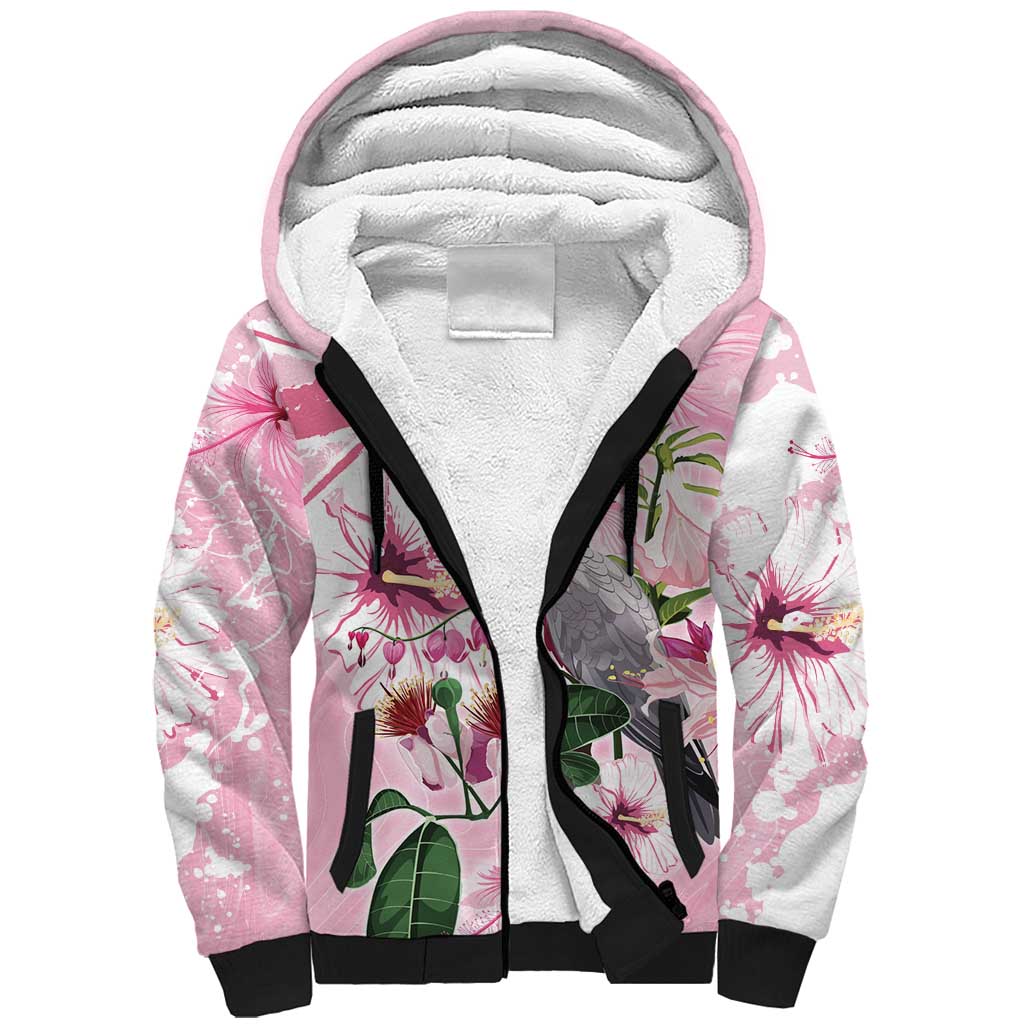 Personalised Australia Day Sherpa Hoodie Pink Parrot Bird Opal Art - Aussie Hoodie