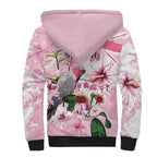 Personalised Australia Day Sherpa Hoodie Pink Parrot Bird Opal Art - Aussie Hoodie