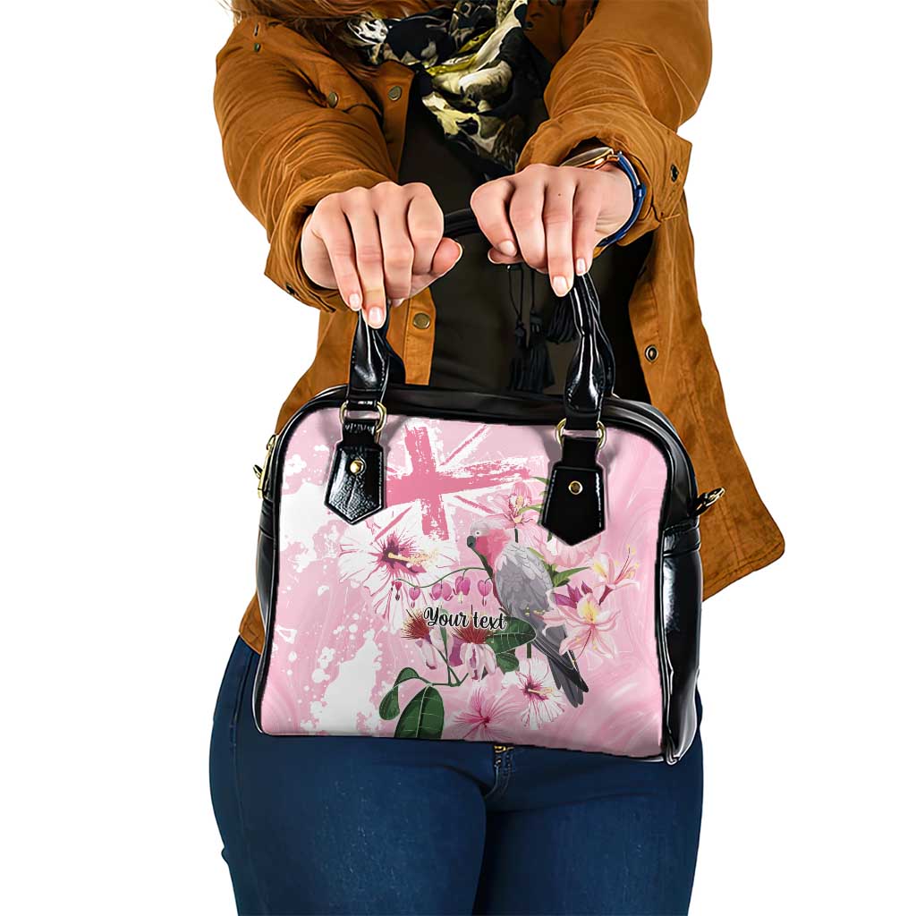 Personalised Australia Day Shoulder Handbag Pink Parrot Bird Opal Art - Aussie Hoodie