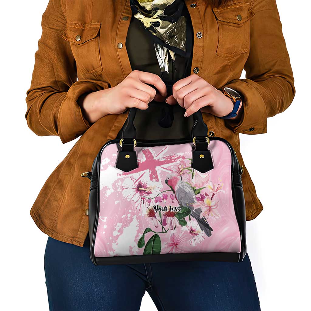 Personalised Australia Day Shoulder Handbag Pink Parrot Bird Opal Art - Aussie Hoodie