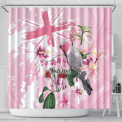 Personalised Australia Day Shower Curtain Pink Parrot Bird Opal Art - Aussie Hoodie