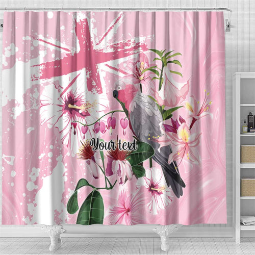 Personalised Australia Day Shower Curtain Pink Parrot Bird Opal Art - Aussie Hoodie