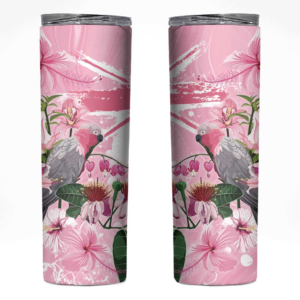 Personalised Australia Day Skinny Tumbler Pink Parrot Bird Opal Art - Aussie Hoodie