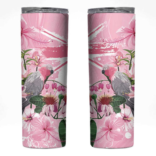 Personalised Australia Day Skinny Tumbler Pink Parrot Bird Opal Art - Aussie Hoodie
