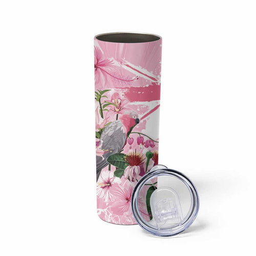 Personalised Australia Day Skinny Tumbler Pink Parrot Bird Opal Art - Aussie Hoodie