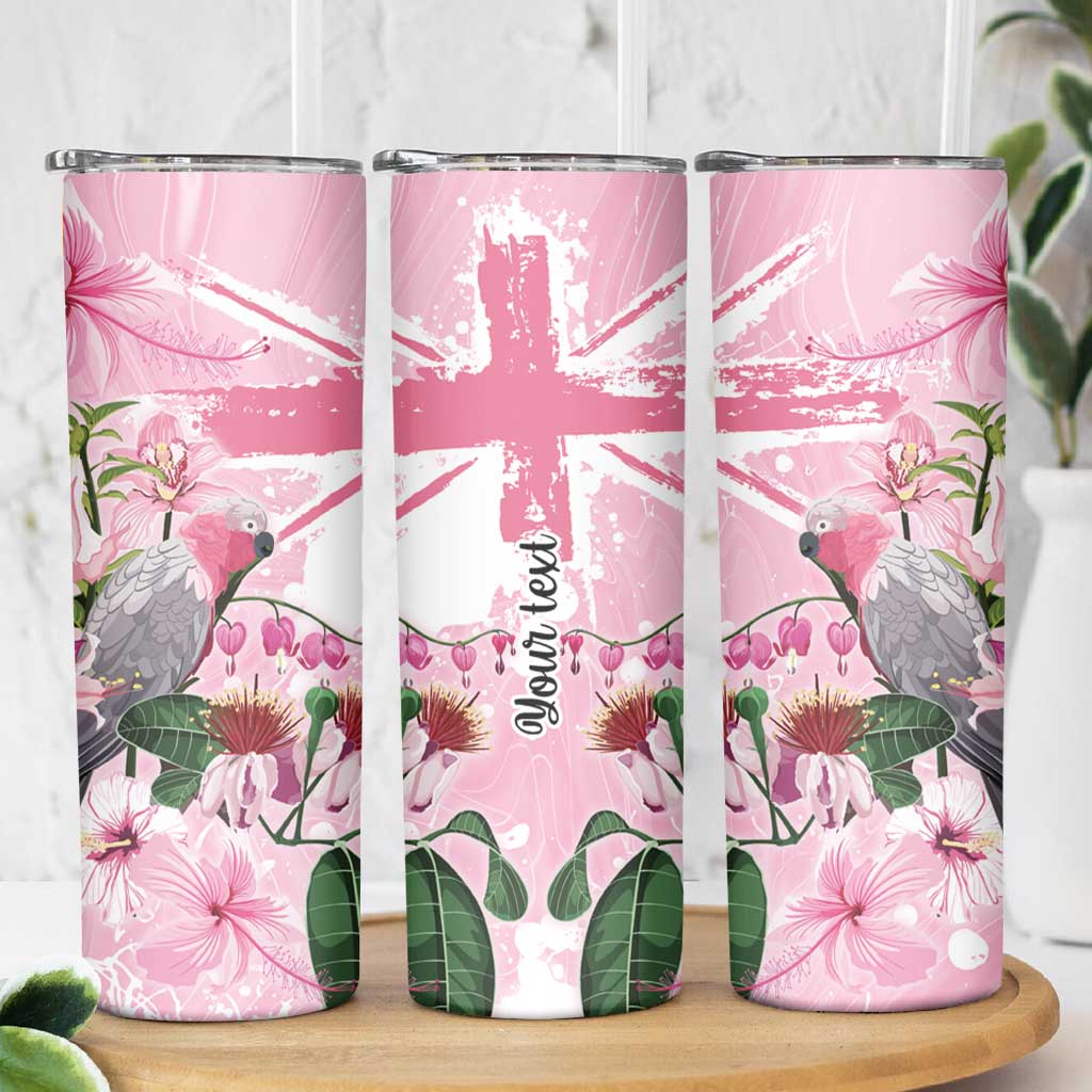 Personalised Australia Day Skinny Tumbler Pink Parrot Bird Opal Art - Aussie Hoodie