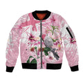 Personalised Australia Day Sleeve Zip Bomber Jacket Pink Parrot Bird Opal Art - Aussie Hoodie