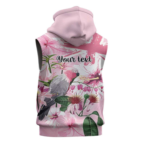 Personalised Australia Day Sleeveless Hoodie Pink Parrot Bird Opal Art - Aussie Hoodie