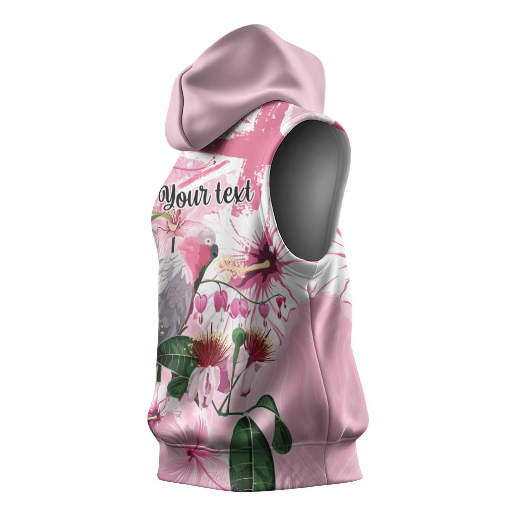 Personalised Australia Day Sleeveless Hoodie Pink Parrot Bird Opal Art - Aussie Hoodie