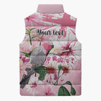Personalised Australia Day Sleeveless Puffer Jacket Pink Parrot Bird Opal Art - Aussie Hoodie