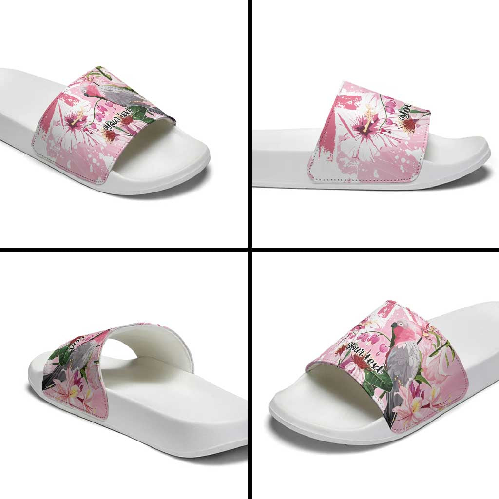 Personalised Australia Day Slide Sandals Pink Parrot Bird Opal Art - Aussie Hoodie
