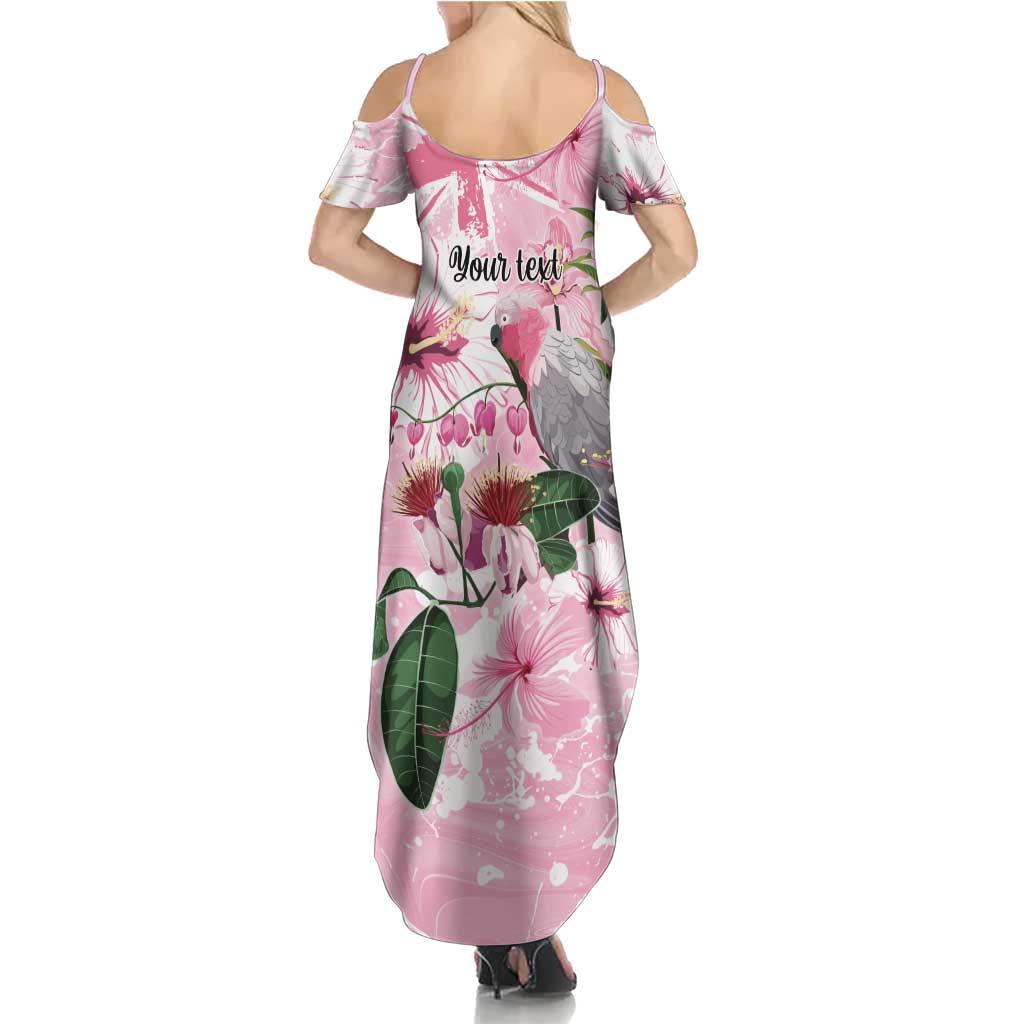Personalised Australia Day Summer Maxi Dress Pink Parrot Bird Opal Art - Aussie Hoodie