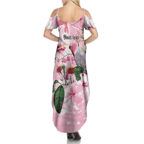 Personalised Australia Day Summer Maxi Dress Pink Parrot Bird Opal Art - Aussie Hoodie