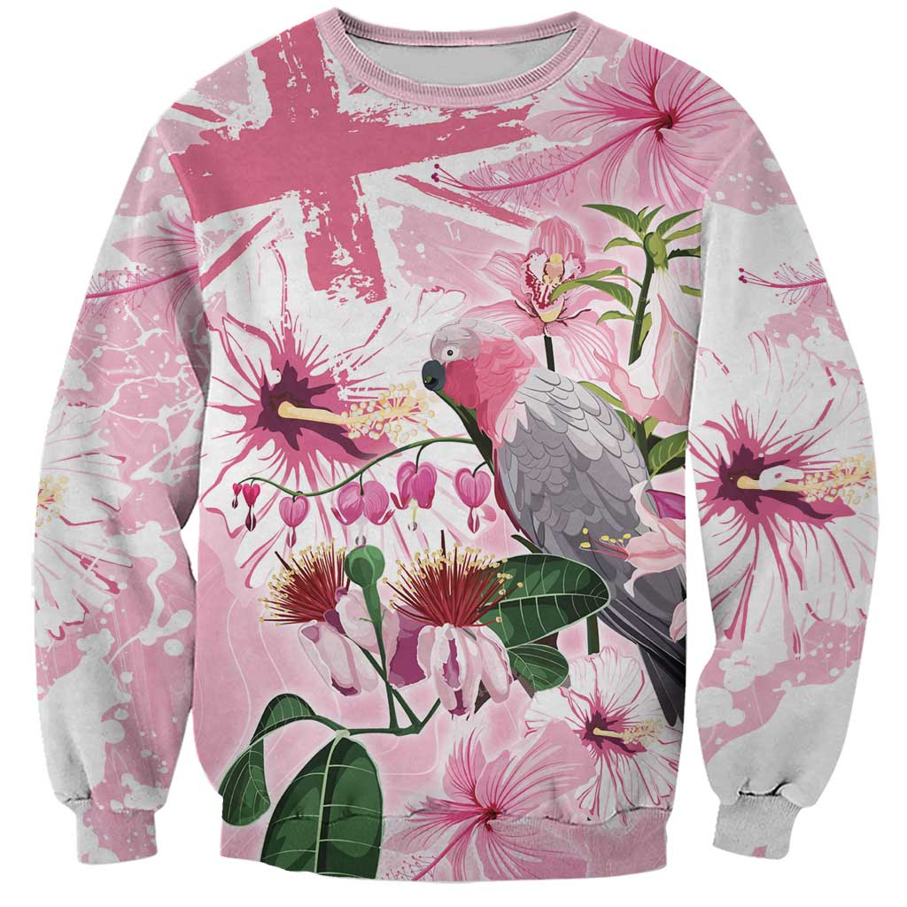 Personalised Australia Day Sweatshirt Pink Parrot Bird Opal Art - Aussie Hoodie