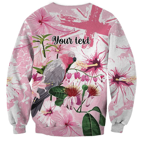 Personalised Australia Day Sweatshirt Pink Parrot Bird Opal Art - Aussie Hoodie
