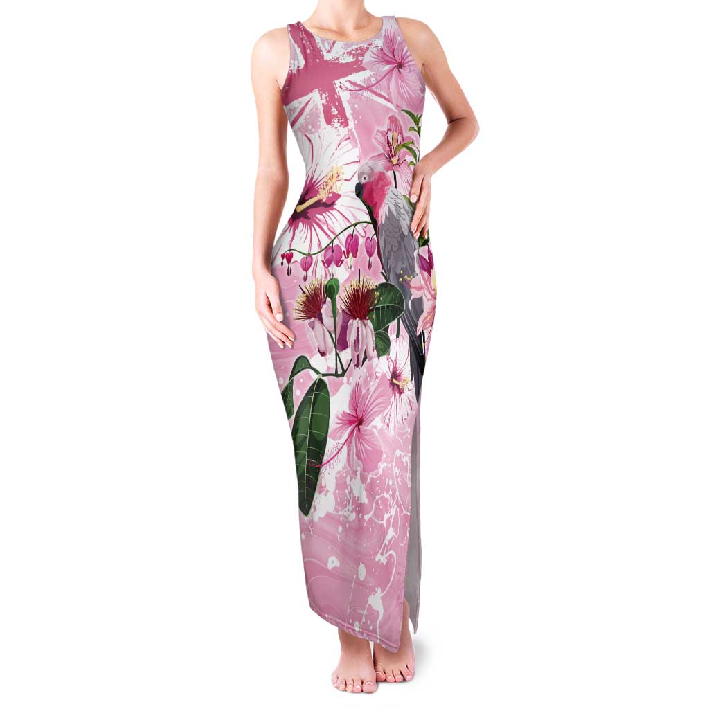 Personalised Australia Day Tank Maxi Dress Pink Parrot Bird Opal Art - Aussie Hoodie