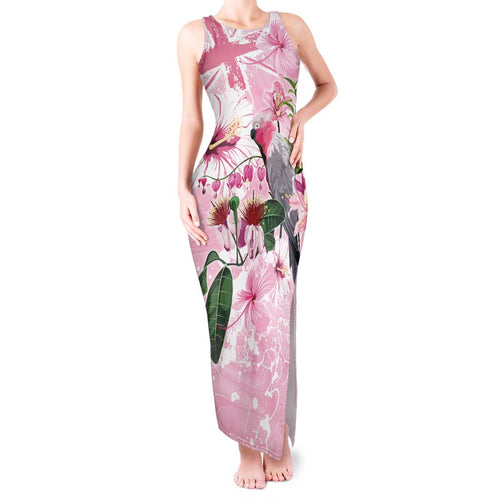 Personalised Australia Day Tank Maxi Dress Pink Parrot Bird Opal Art - Aussie Hoodie