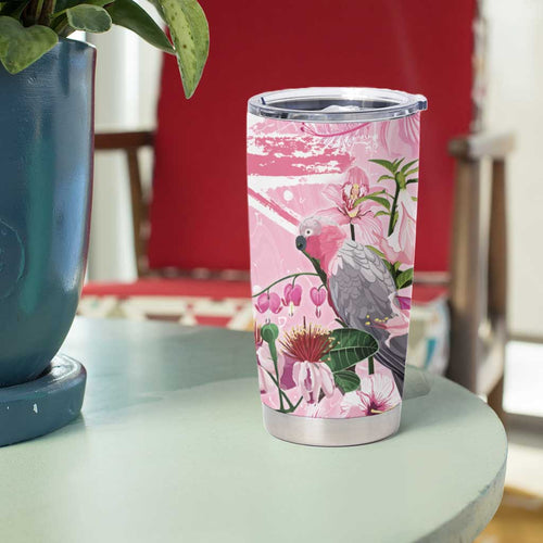 Personalised Australia Day Tumbler Cup Pink Parrot Bird Opal Art - Aussie Hoodie