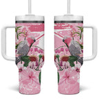 Personalised Australia Day Tumbler With Handle Pink Parrot Bird Opal Art - Aussie Hoodie
