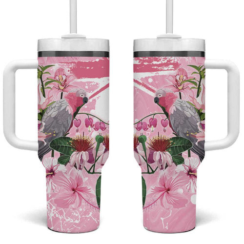 Personalised Australia Day Tumbler With Handle Pink Parrot Bird Opal Art - Aussie Hoodie