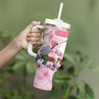 Personalised Australia Day Tumbler With Handle Pink Parrot Bird Opal Art - Aussie Hoodie