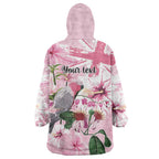 Personalised Australia Day Wearable Blanket Hoodie Pink Parrot Bird Opal Art - Aussie Hoodie