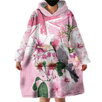 Personalised Australia Day Wearable Blanket Hoodie Pink Parrot Bird Opal Art - Aussie Hoodie