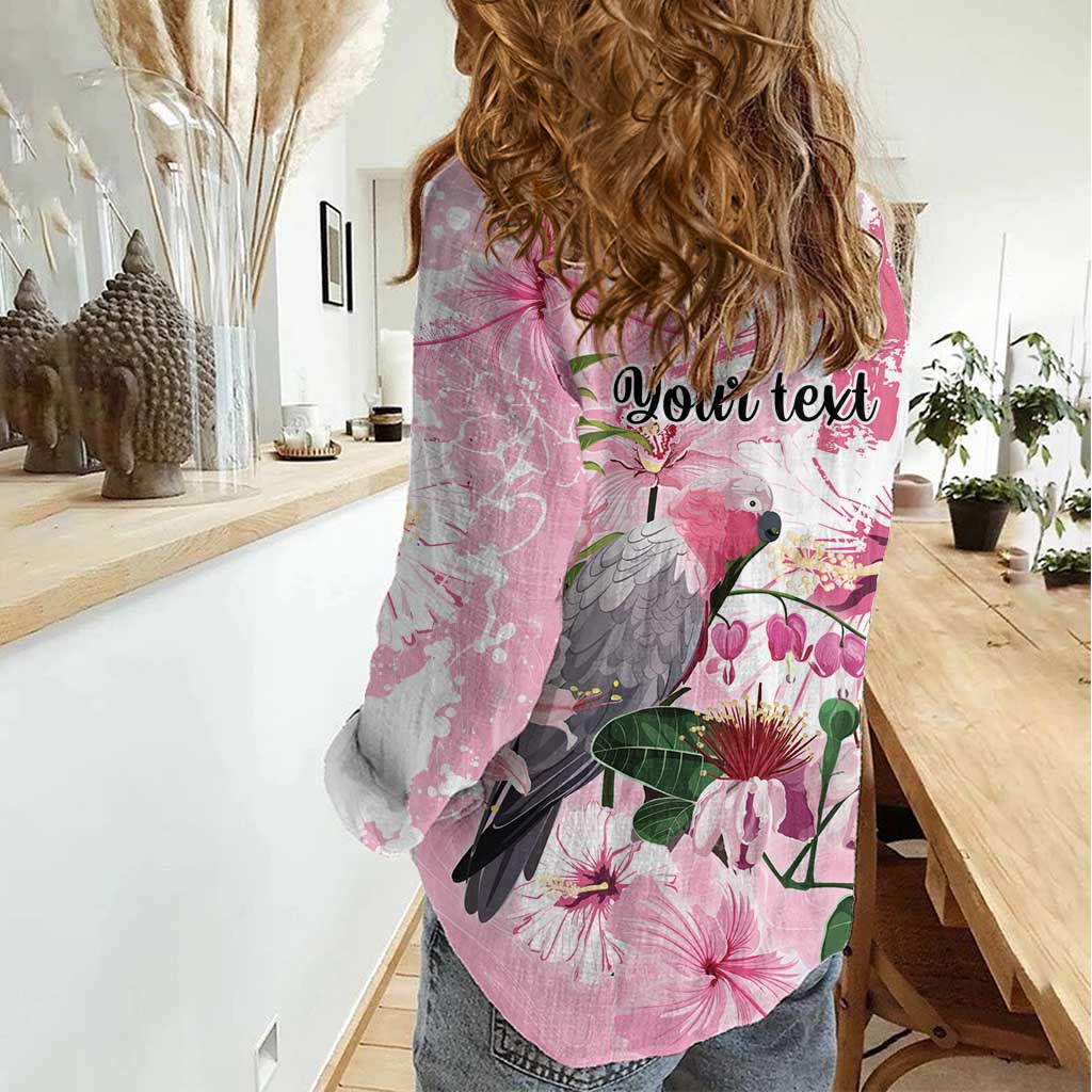 Personalised Australia Day Women Casual Shirt Pink Parrot Bird Opal Art - Aussie Hoodie
