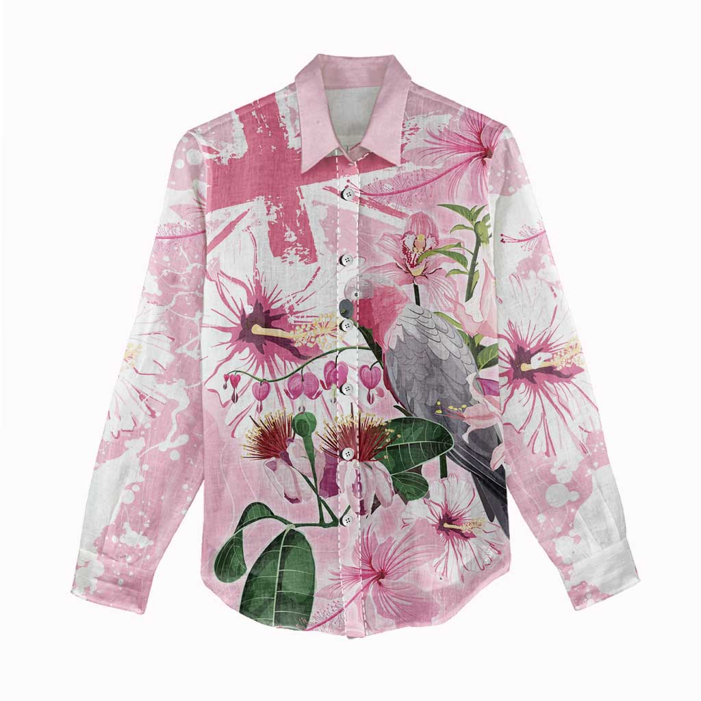 Personalised Australia Day Women Casual Shirt Pink Parrot Bird Opal Art - Aussie Hoodie