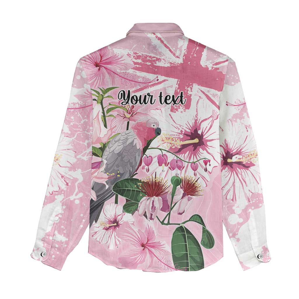 Personalised Australia Day Women Casual Shirt Pink Parrot Bird Opal Art - Aussie Hoodie