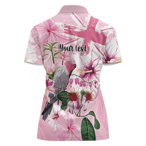 Personalised Australia Day Women Polo Shirt Pink Parrot Bird Opal Art - Aussie Hoodie