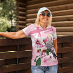 Personalised Australia Day Women Polo Shirt Pink Parrot Bird Opal Art - Aussie Hoodie