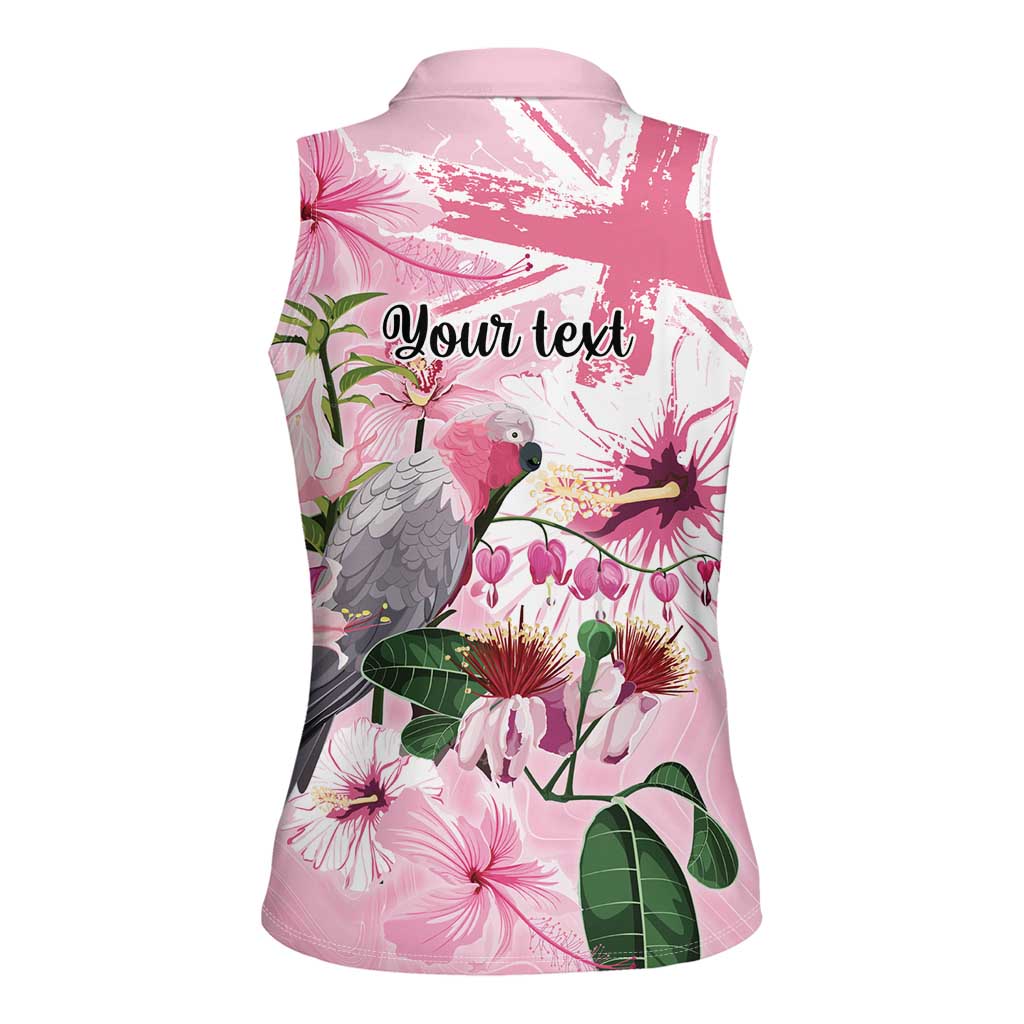 Personalised Australia Day Women Sleeveless Polo Shirt Pink Parrot Bird Opal Art - Aussie Hoodie