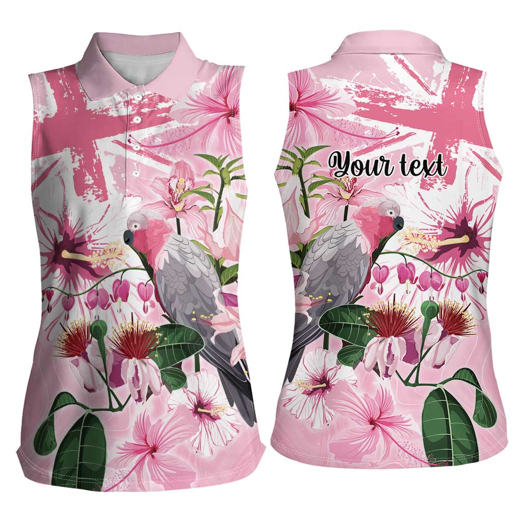 Personalised Australia Day Women Sleeveless Polo Shirt Pink Parrot Bird Opal Art - Aussie Hoodie