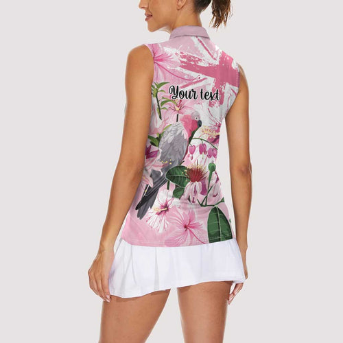Personalised Australia Day Women Sleeveless Polo Shirt Pink Parrot Bird Opal Art - Aussie Hoodie