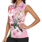 Personalised Australia Day Women Sleeveless Polo Shirt Pink Parrot Bird Opal Art - Aussie Hoodie