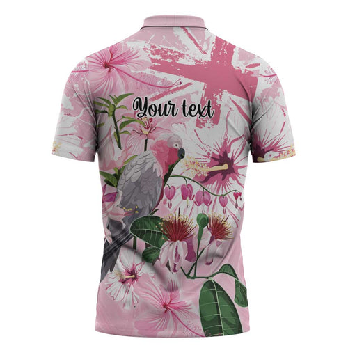 Personalised Australia Day Zipper Polo Shirt Pink Parrot Bird Opal Art - Aussie Hoodie