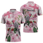 Personalised Australia Day Zipper Polo Shirt Pink Parrot Bird Opal Art - Aussie Hoodie