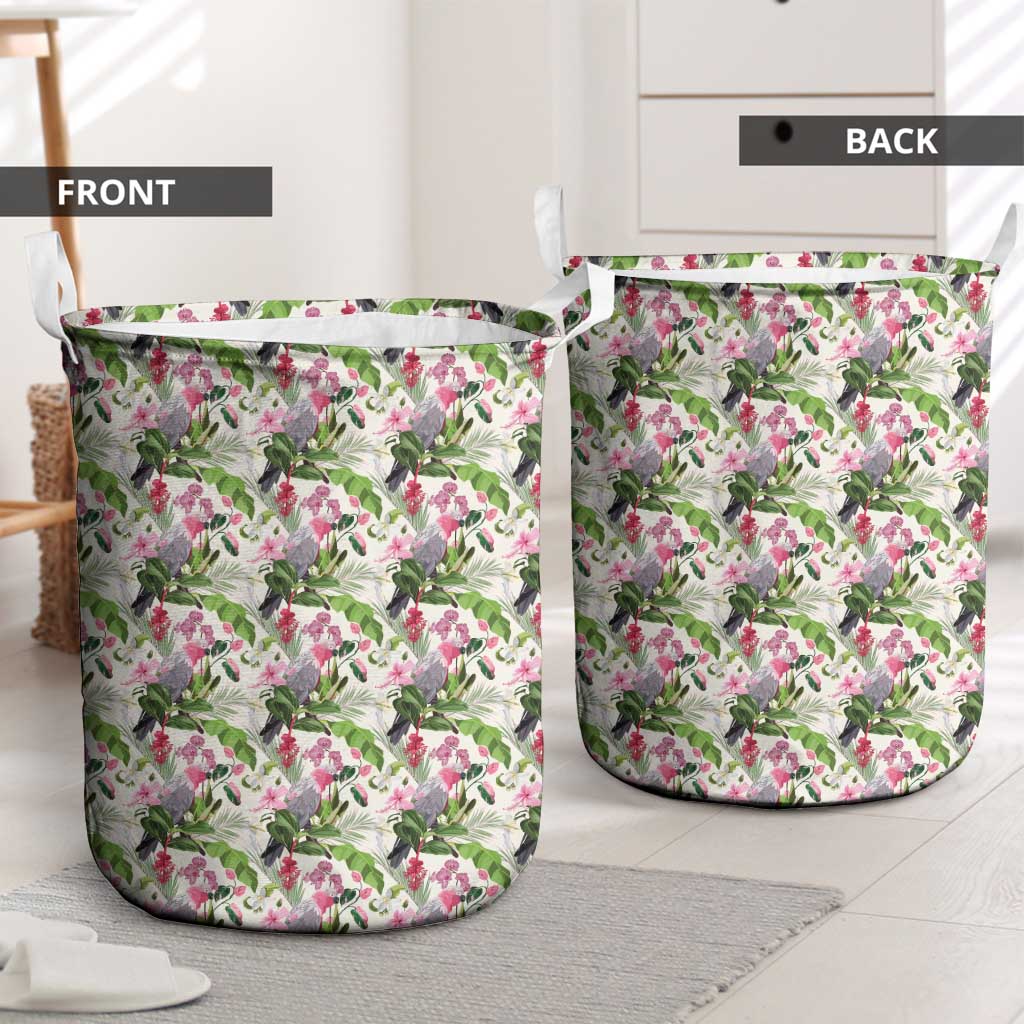 Aussie Pink Cockatoo Flowers Seamless Pattern Laundry Basket - Aussie Hoodie