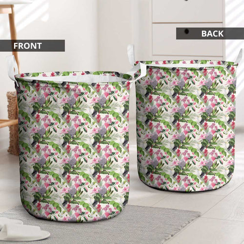 Aussie Pink Cockatoo Flowers Seamless Pattern Laundry Basket - Aussie Hoodie