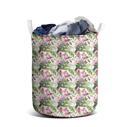 Aussie Pink Cockatoo Flowers Seamless Pattern Laundry Basket - Aussie Hoodie