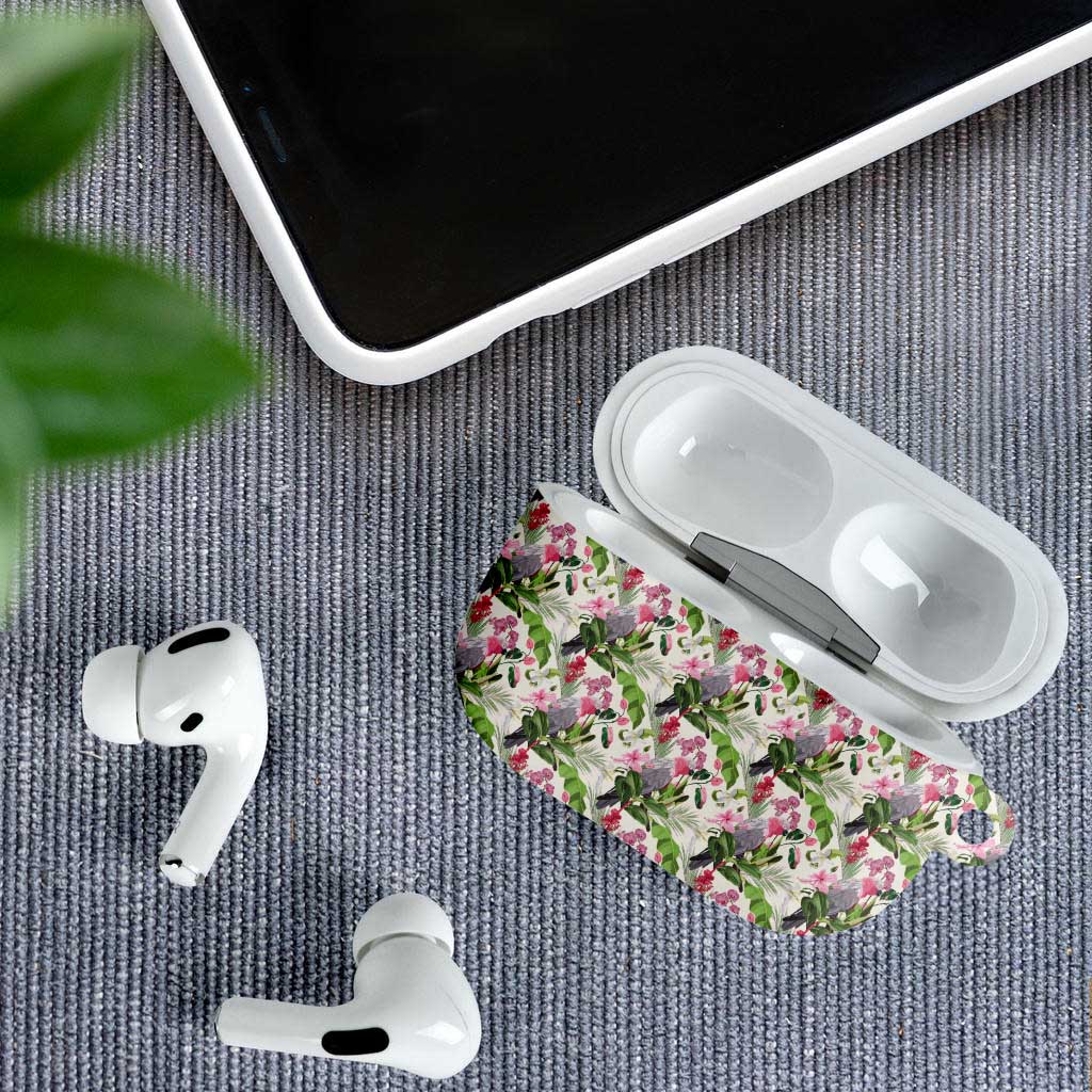 Aussie Pink Cockatoo Flowers Seamless Pattern AirPods Case - Aussie Hoodie