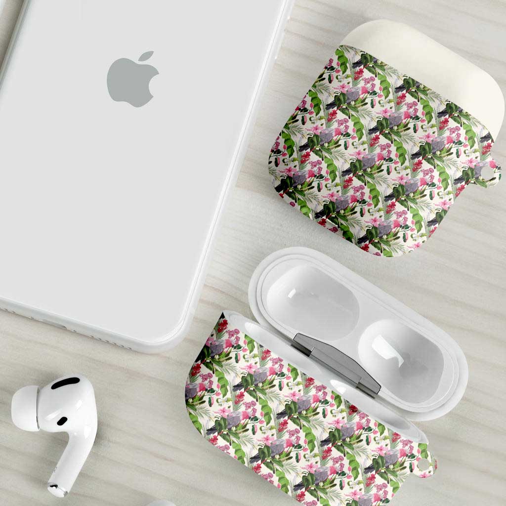 Aussie Pink Cockatoo Flowers Seamless Pattern AirPods Case - Aussie Hoodie